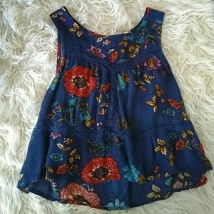 Eyeshadow | Floral Shift Tank Crop Top Dark Teal